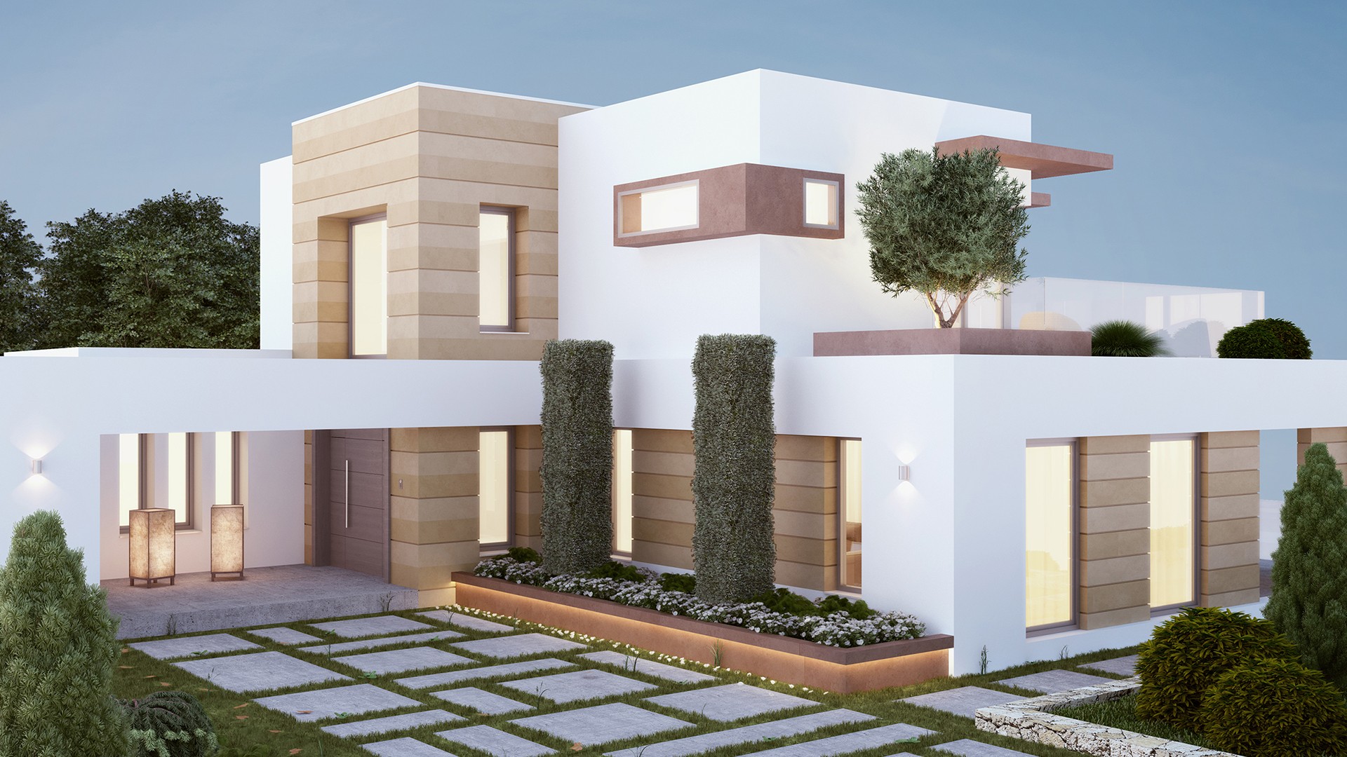 Render vivienda moderna gandia trest vere infografia 3d for Casa moderna render